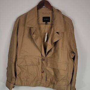 Banana Republic Tan Shirt Lyocell Cotton Cargo Cropped Elastic Waist Jacket